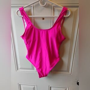 Pink One Piece Swimsuit with High-Leg Cut